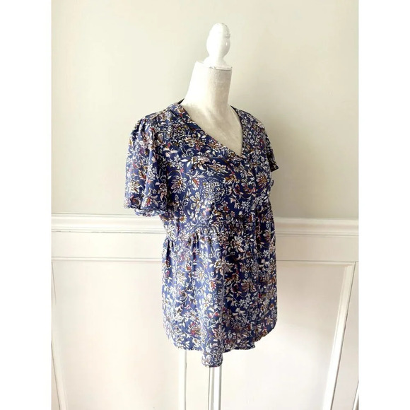 Isabel Maternity Ingrid & Isabel Blue Floral Print Blouse S - Picture 2 of 4